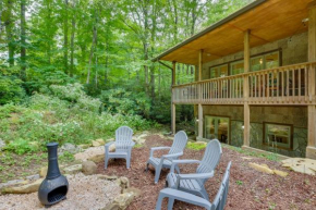Patio and Fireplace Tranquil Grandfather Mtn Cabin Banner Elk